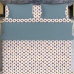 Steel Grey Printed Double Bedsheet