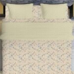 Cream Floral Double Bedsheet