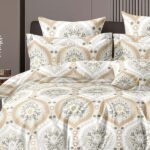 Burly Wood & White Printed Bedsheet